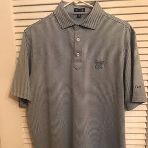 Mens Stitch Light Blue & Gray Golf Polo Shirt Logo M